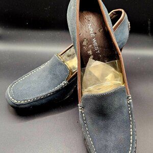 NINE WEST Classic Heeled Loafers, Size 8, Grayish Blue, New